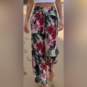 Caligirl Floral Wide Leg Palazzo Beach Pants size large-xl, nwt